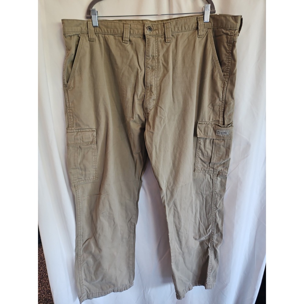 Wrangler Authentic Issue Mens Cargo Pants 44x30 Khaki Tan 100% Cotton